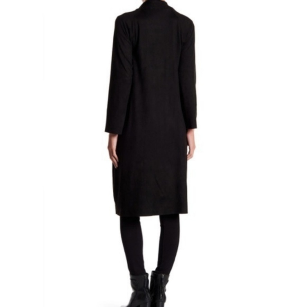 LAST ONE! Longline Collared Suede-like Cardigan - Picture 2 of 8